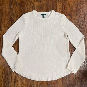 LAUREN RALPH LAUREN Women's Ivory White Crew Neck Sweater Size XL